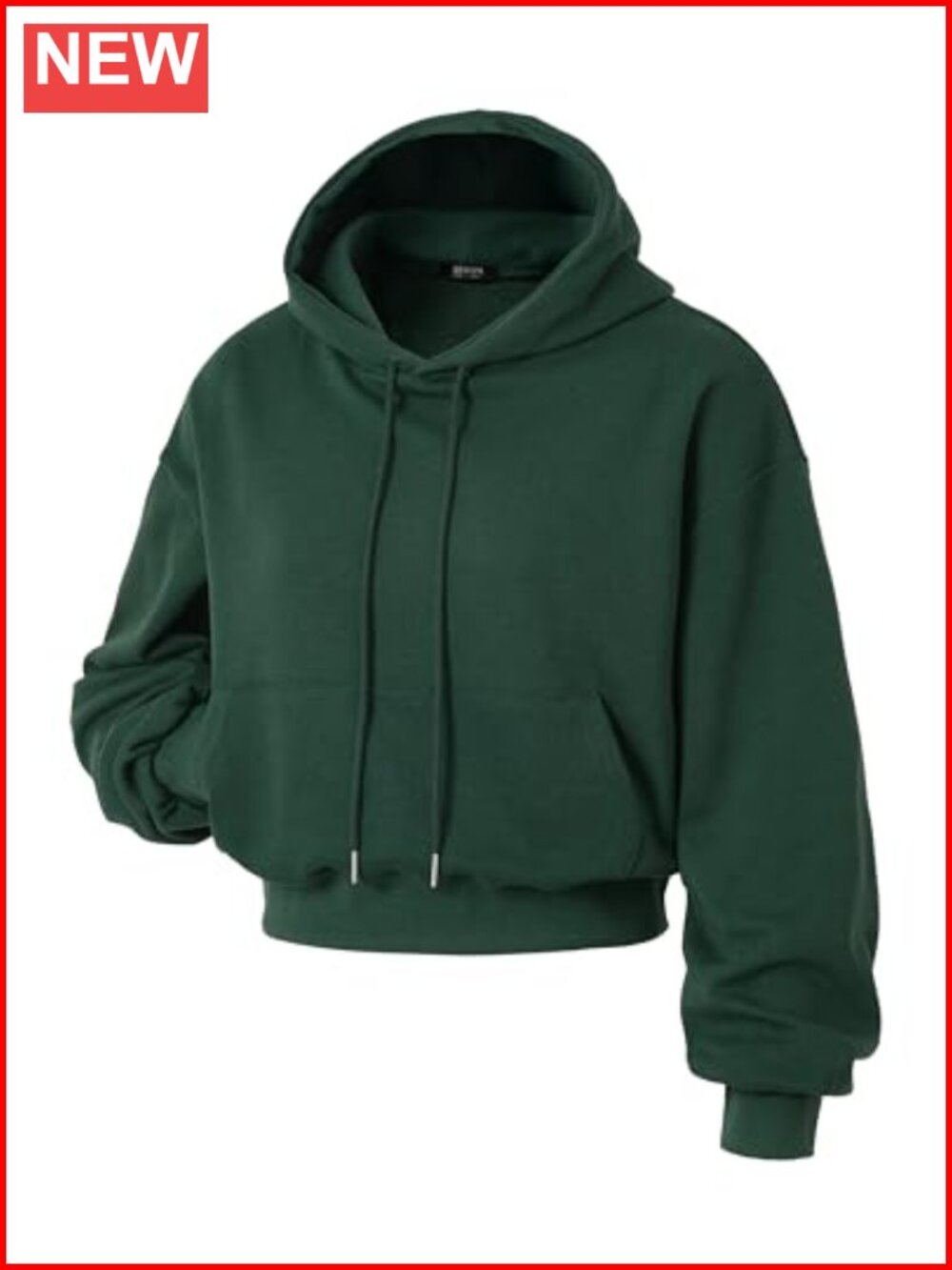 Cropped Hoodie Pullover Drop Shoulder Lightweight Loose Casual Crop